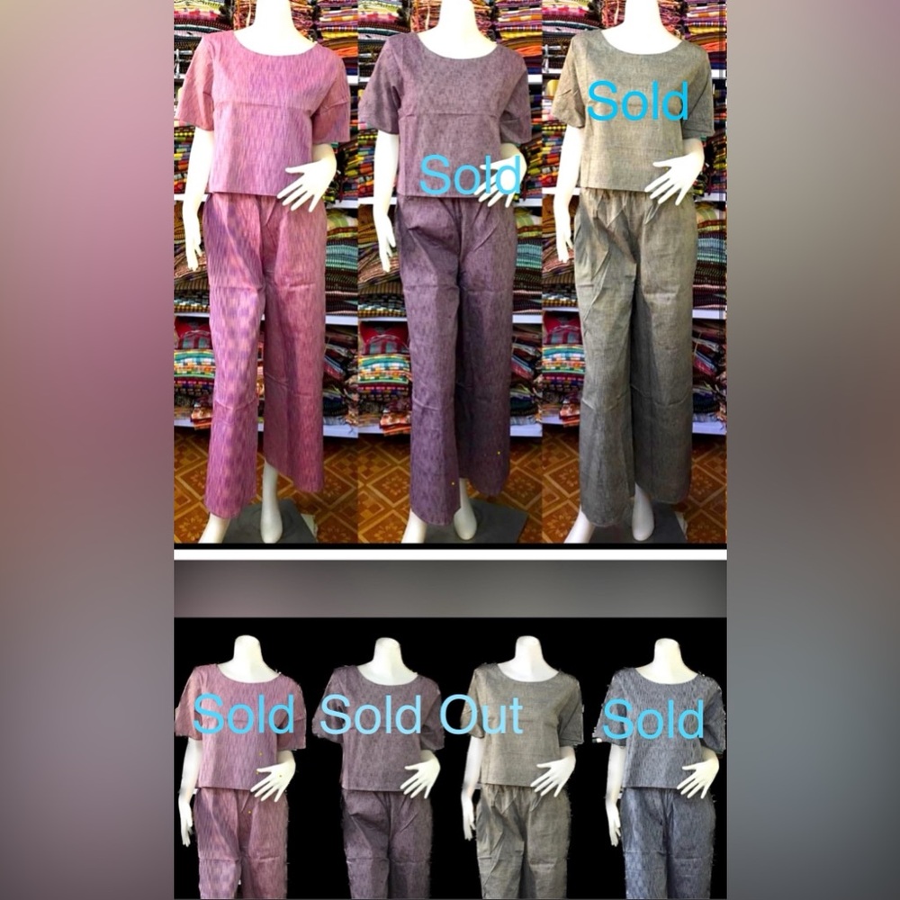 100%Cotton relaxed fit light weight comfy monochromic boutique blouses and pants